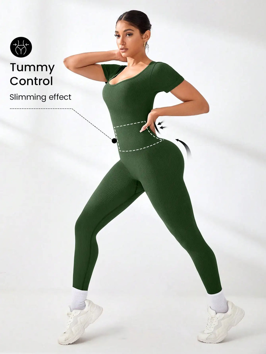 Women's Slimming Sexy Yoga Sports Jumpsuit Spring Summer Threaded Square Collar Lifting Buttocks Design Comfortable Active Wear
