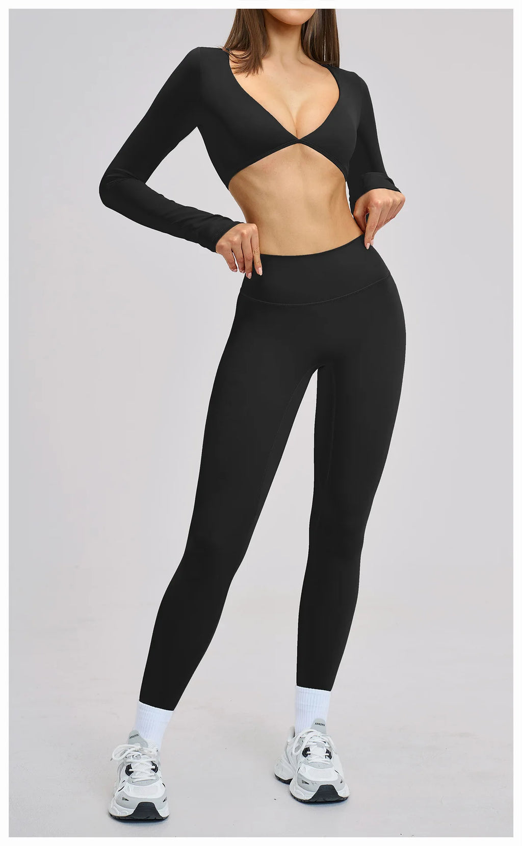 Gym Outfits Women Yoga Suit 2PCS Sports Set Running Fitness Sets Halter Neck Beauty Back Long Sleeve Leggings Workout Clothes