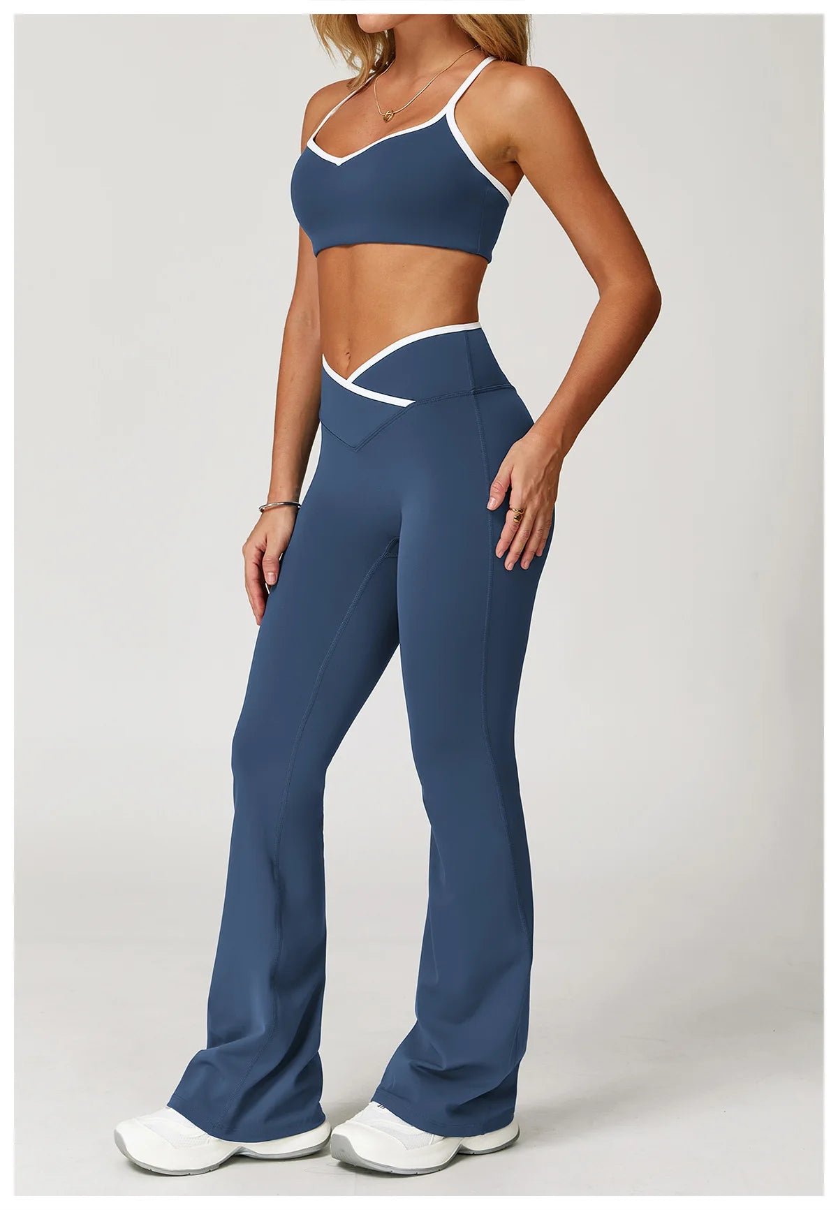 Yoga Set 2 Pieces Workout Clothes Women's Tracksuit Sportswear Gym Clothing High Waist Bell-bottoms Sexy Fitness Bta Sports Suit