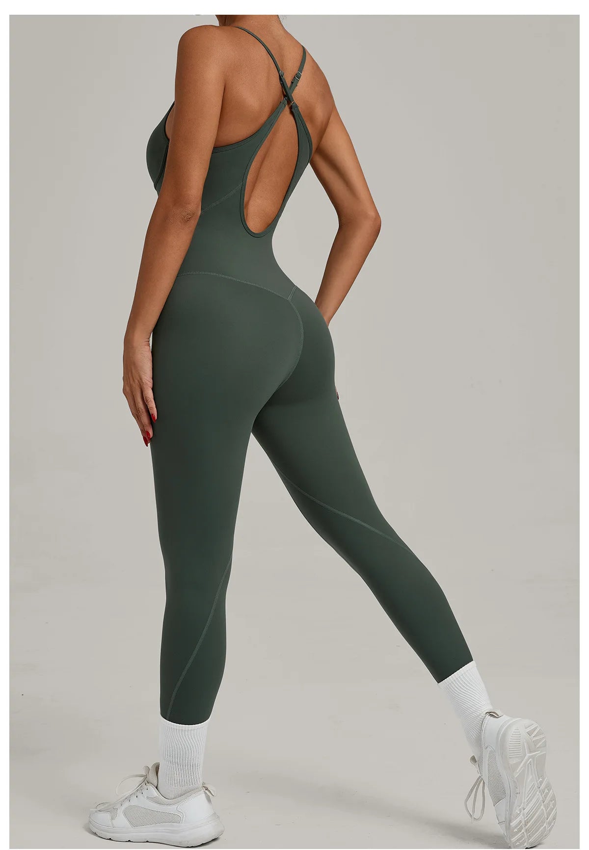 Women's Cross Strap Yoga Jumpsuit - Adjustable Workout Bodysuit, Butt Lifting Tight Gym Wear, Running & Fitness Onesie