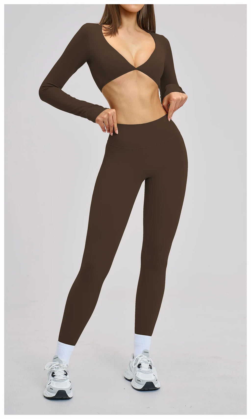Gym Outfits Women Yoga Suit 2PCS Sports Set Running Fitness Sets Halter Neck Beauty Back Long Sleeve Leggings Workout Clothes