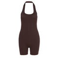 Seamless Yoga Jumpsuits Sports Fitness Sexy Open Back Hanging Neck Short Sports Jumpsuit Shorts Gym Workout Clothes for Women