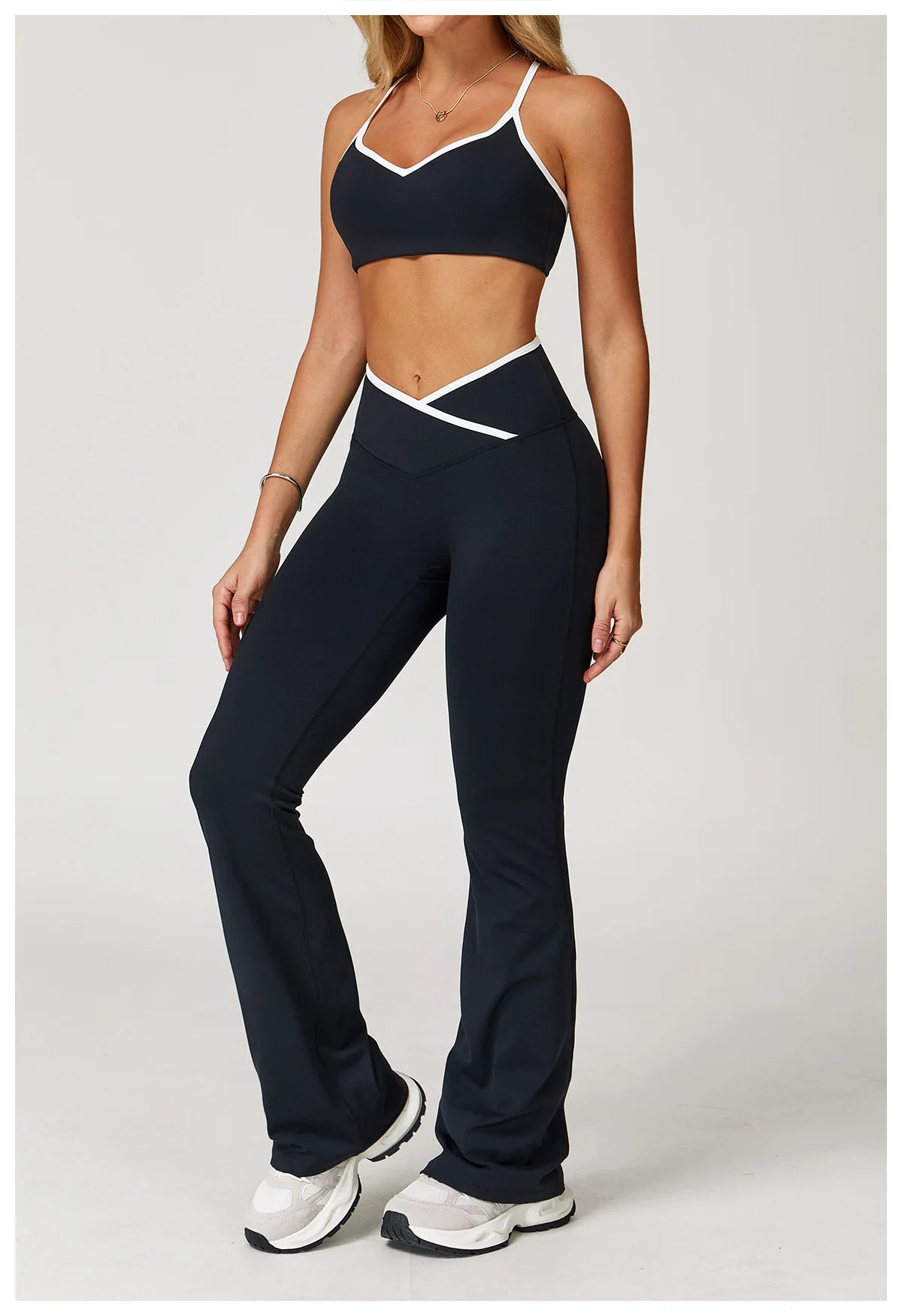 Yoga Set 2 Pieces Workout Clothes Women's Tracksuit Sportswear Gym Clothing High Waist Bell-bottoms Sexy Fitness Bta Sports Suit