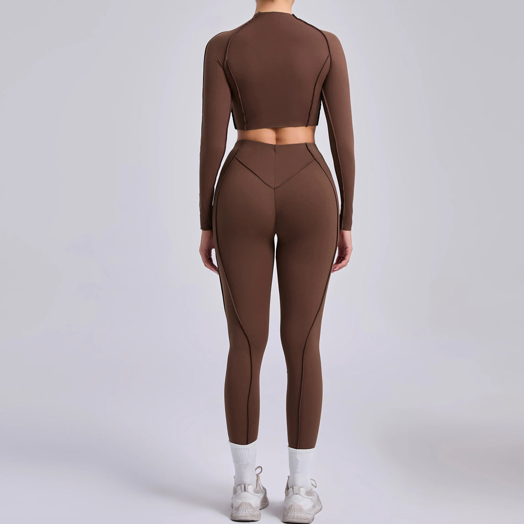 Sportswear Yoga Set Women's Workout Clothes Athletic Wear Sports Gym Legging Seamless Fitness Bra Crop Top Long Sleeve Yoga Suit