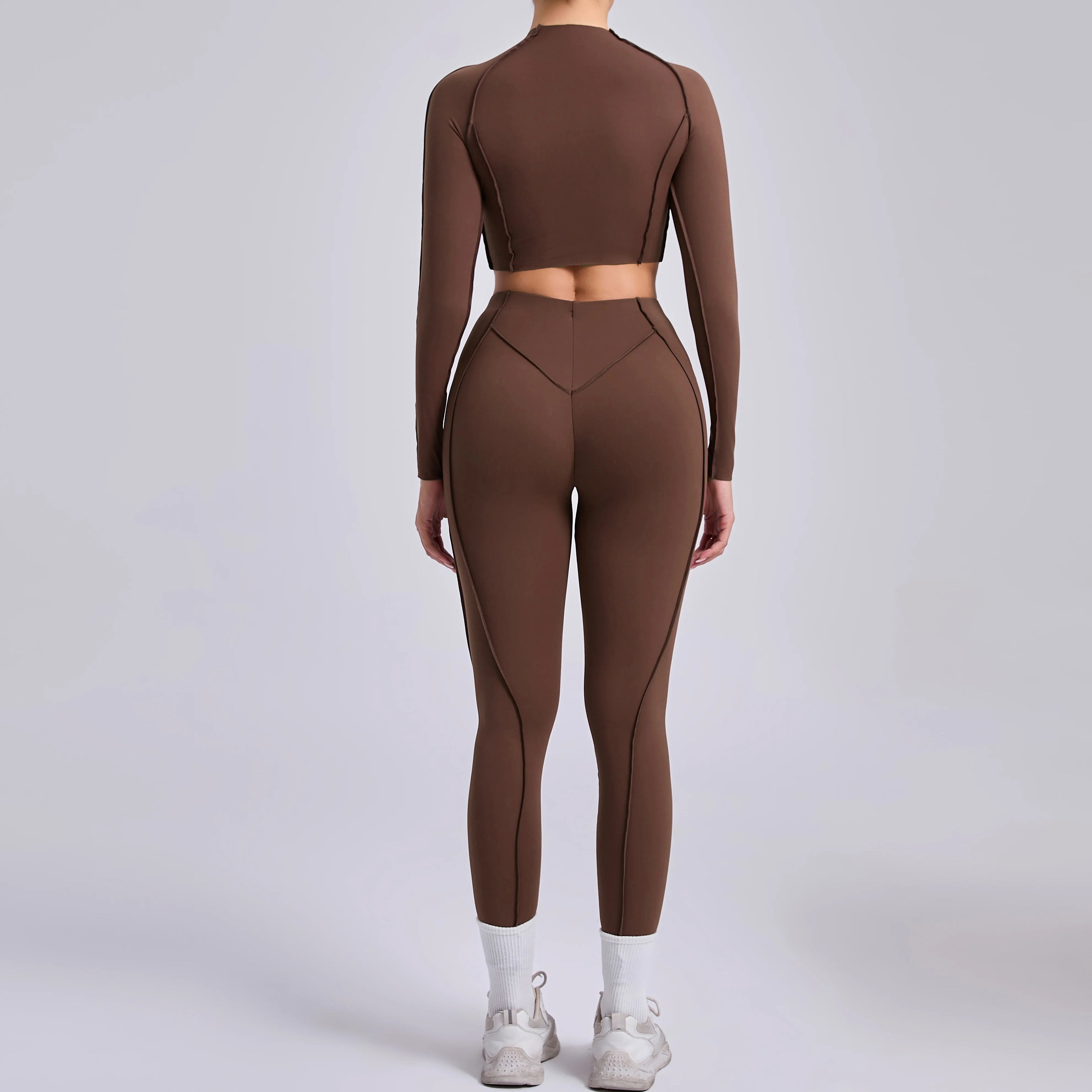 Sportswear Yoga Set Women's Workout Clothes Athletic Wear Sports Gym Legging Seamless Fitness Bra Crop Top Long Sleeve Yoga Suit