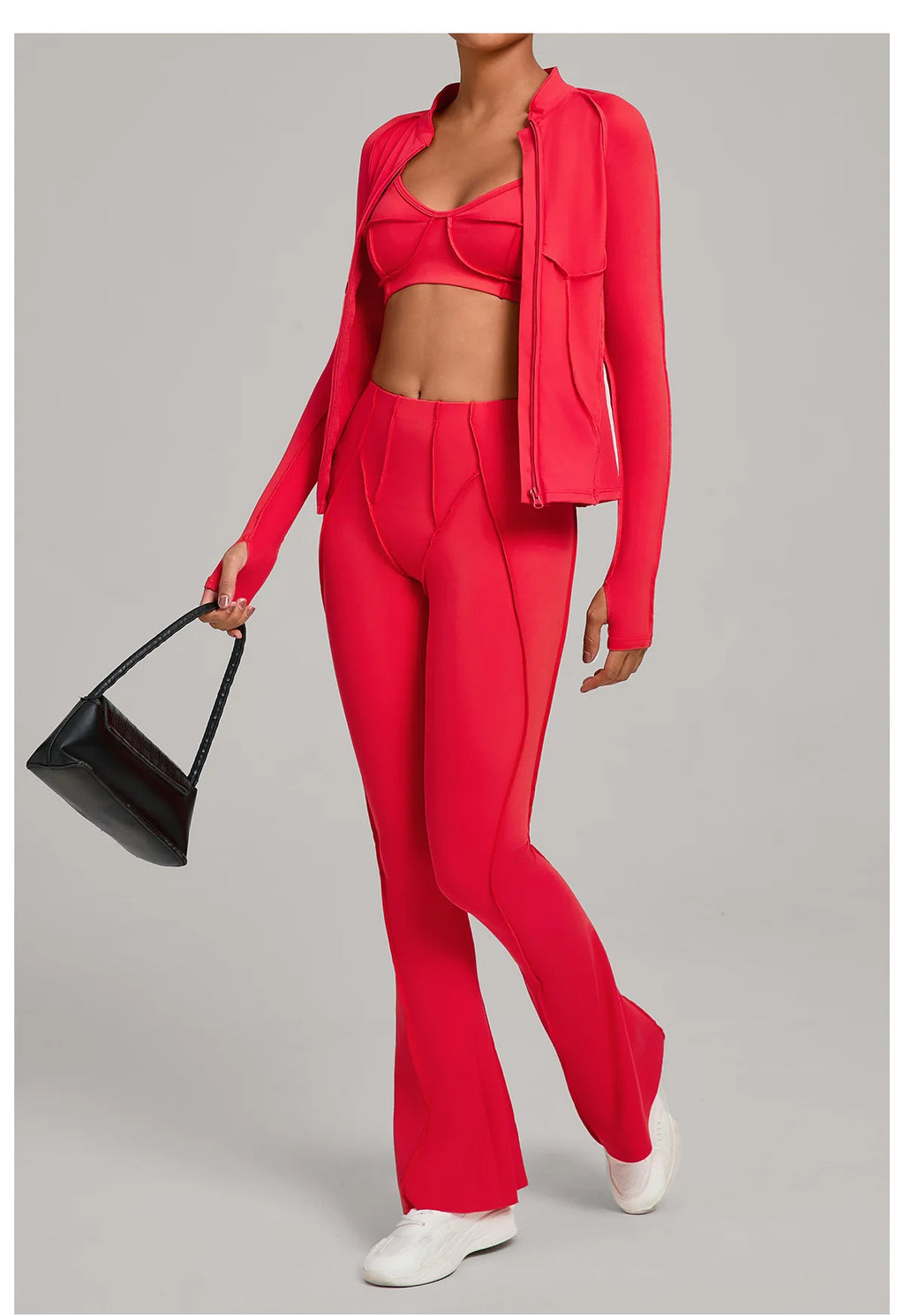 Gym Casual Yoga Set for Women Outdoor Running Fitness Outfit Autumn Winter Tight Sports Three-Piece Set Zipper Coat+bras+pants