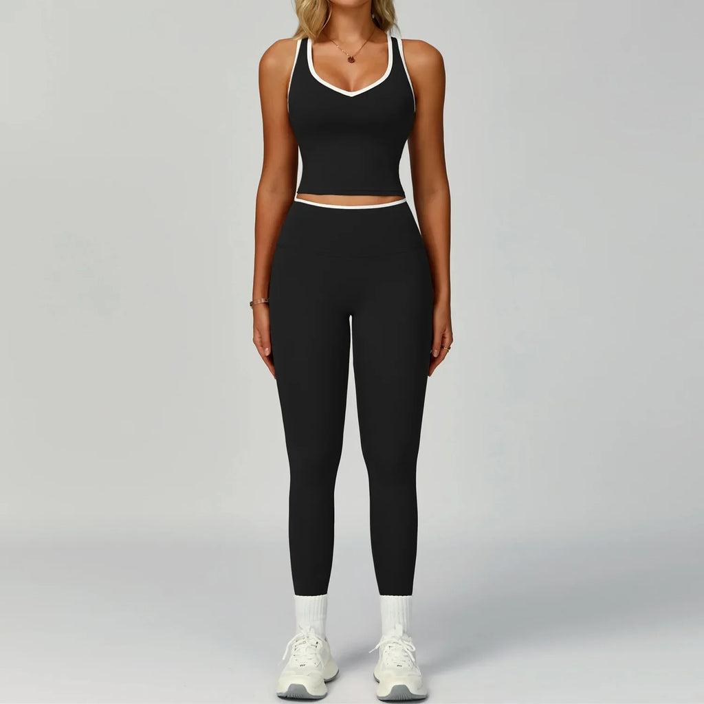 Gym Tracksuit Yoga Set 2 Pieces Workout Outfits Fitness Sportswear High Waist Leggings Sports Bra Athletic Wear Women Clothes