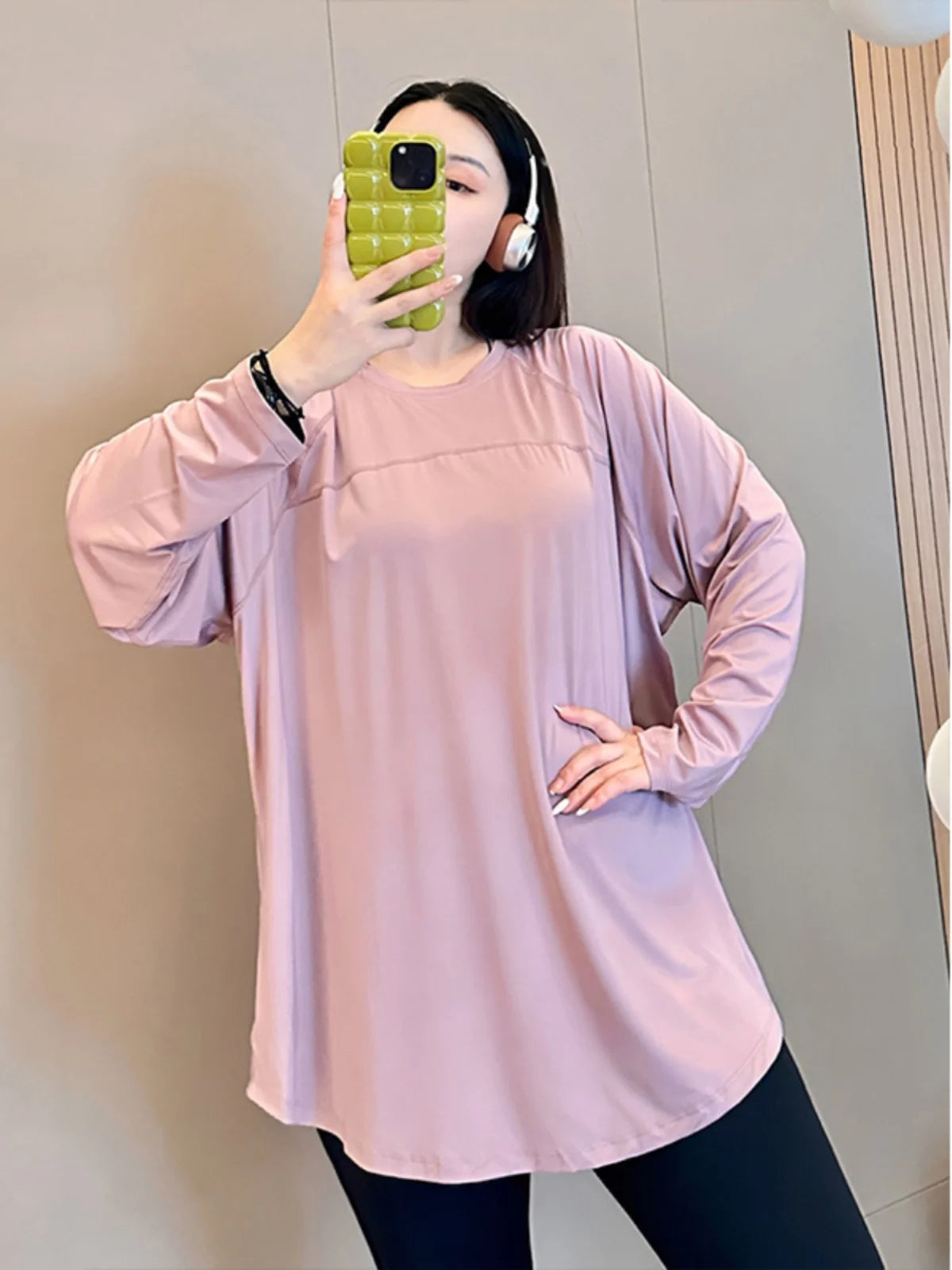 plus Size 300 Pou Women's Long Sve T-irt Fitn Yoga Sportswear round Ne Korean Sle Loose Fit Autumn New Arrival