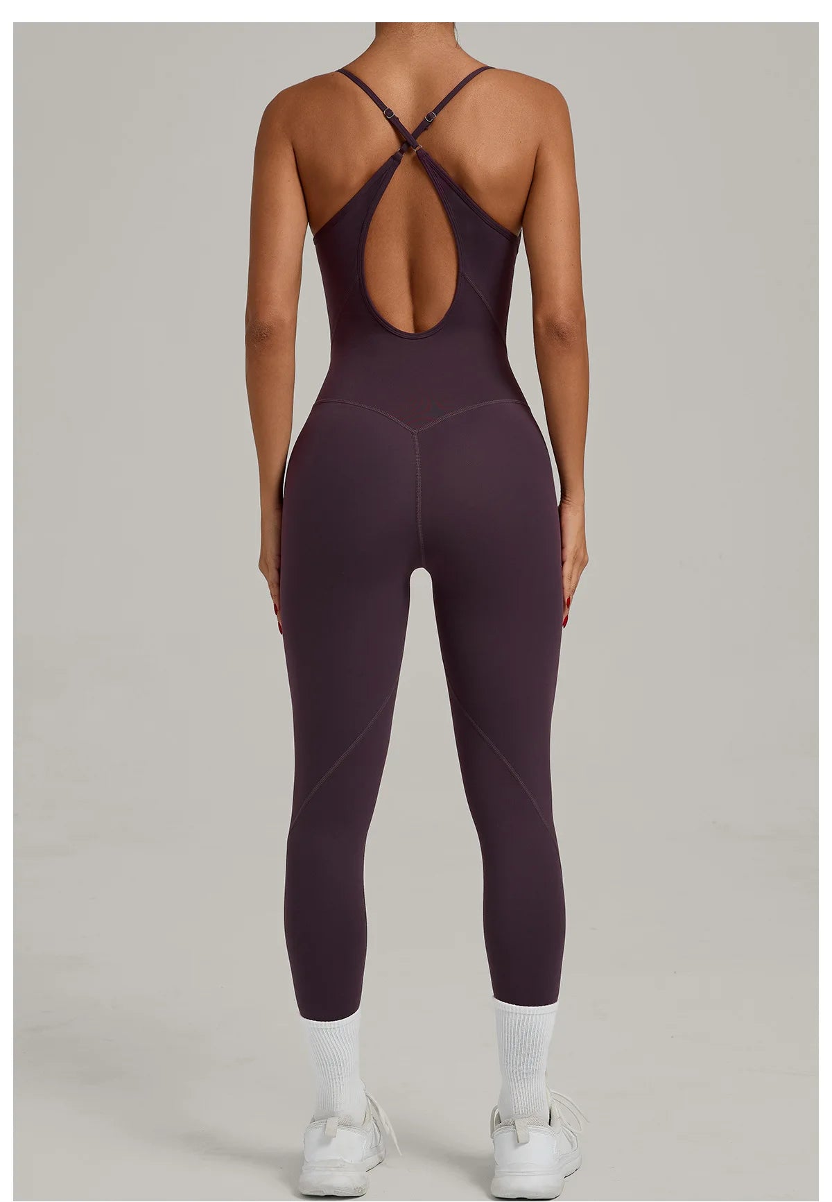 Women's Cross Strap Yoga Jumpsuit - Adjustable Workout Bodysuit, Butt Lifting Tight Gym Wear, Running & Fitness Onesie
