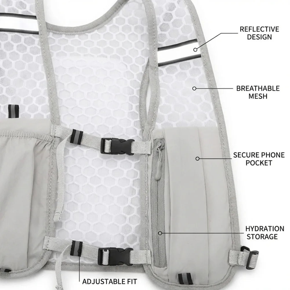 2026 Running Water Bottle Storage Vest Lightweight Running Vest Reflective Hydration Water Chest Pack With Phone Holder