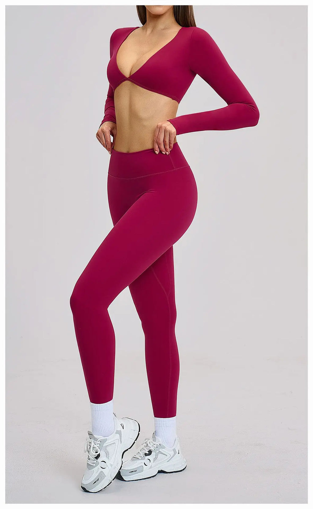 Gym Outfits Women Yoga Suit 2PCS Sports Set Running Fitness Sets Halter Neck Beauty Back Long Sleeve Leggings Workout Clothes