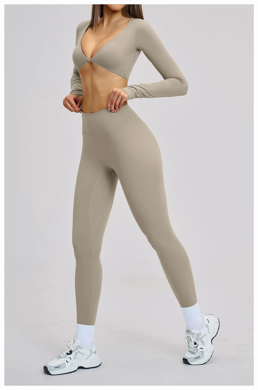 Gym Outfits Women Yoga Suit 2PCS Sports Set Running Fitness Sets Halter Neck Beauty Back Long Sleeve Leggings Workout Clothes