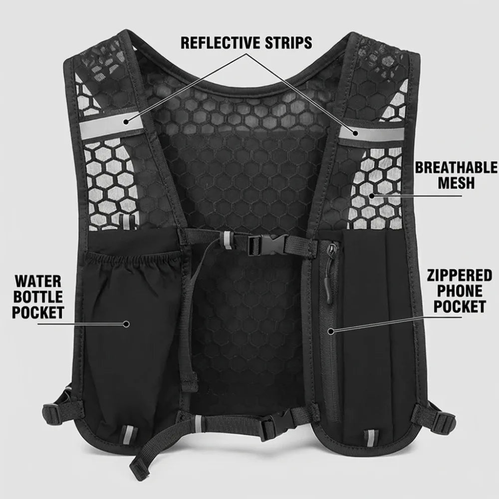 2026 Running Water Bottle Storage Vest Lightweight Running Vest Reflective Hydration Water Chest Pack With Phone Holder