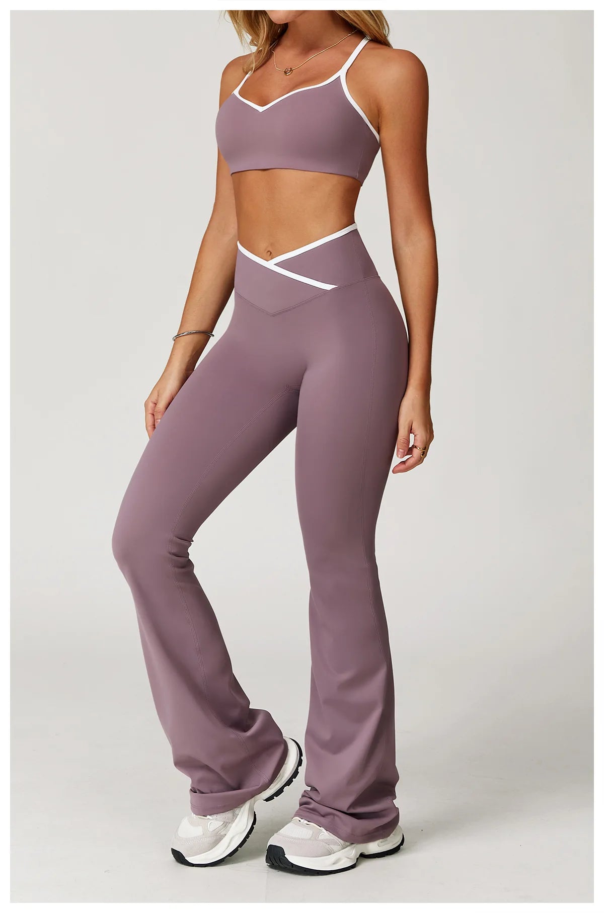 Yoga Set 2 Pieces Workout Clothes Women's Tracksuit Sportswear Gym Clothing High Waist Bell-bottoms Sexy Fitness Bta Sports Suit