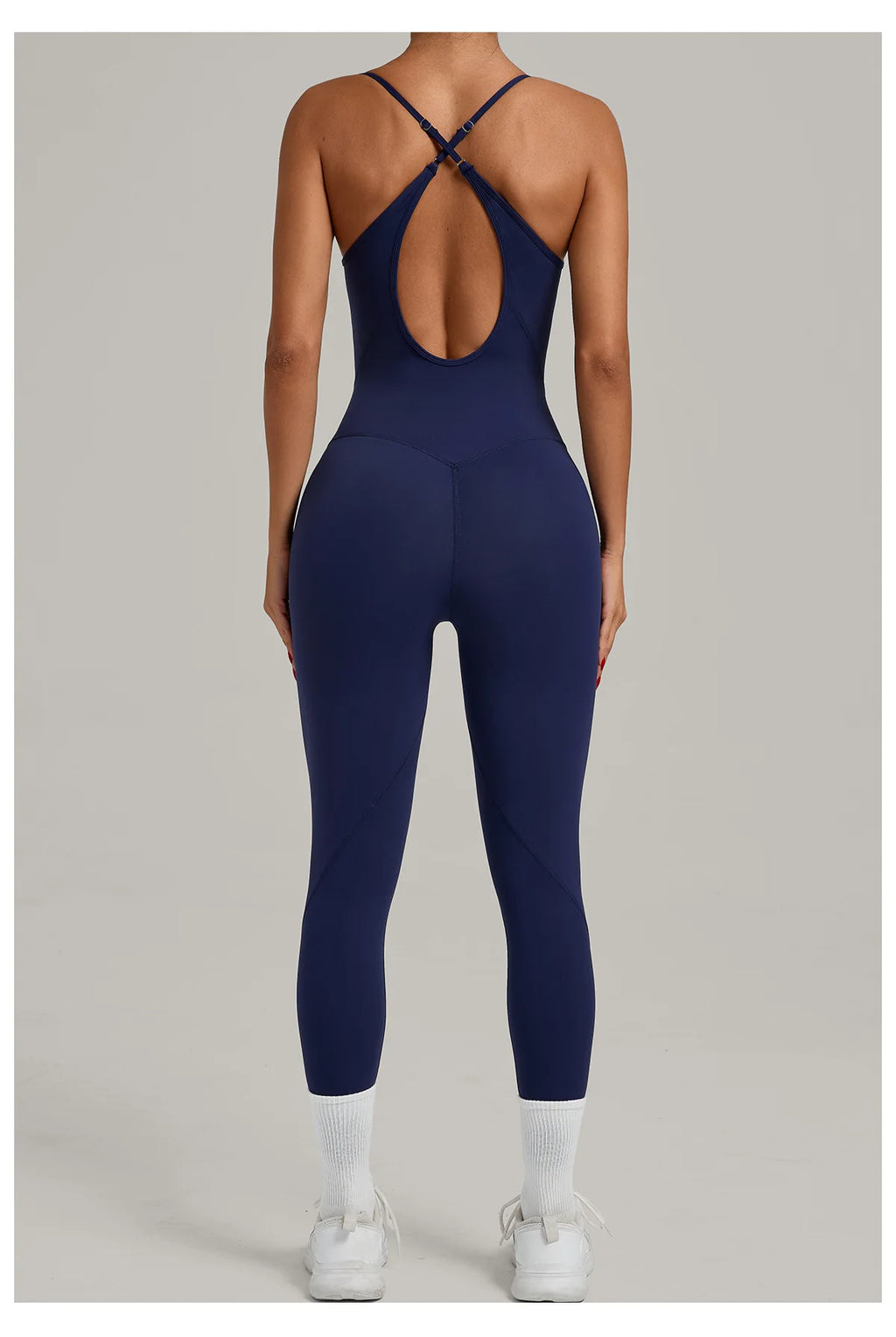Women's Cross Strap Yoga Jumpsuit - Adjustable Workout Bodysuit, Butt Lifting Tight Gym Wear, Running & Fitness Onesie