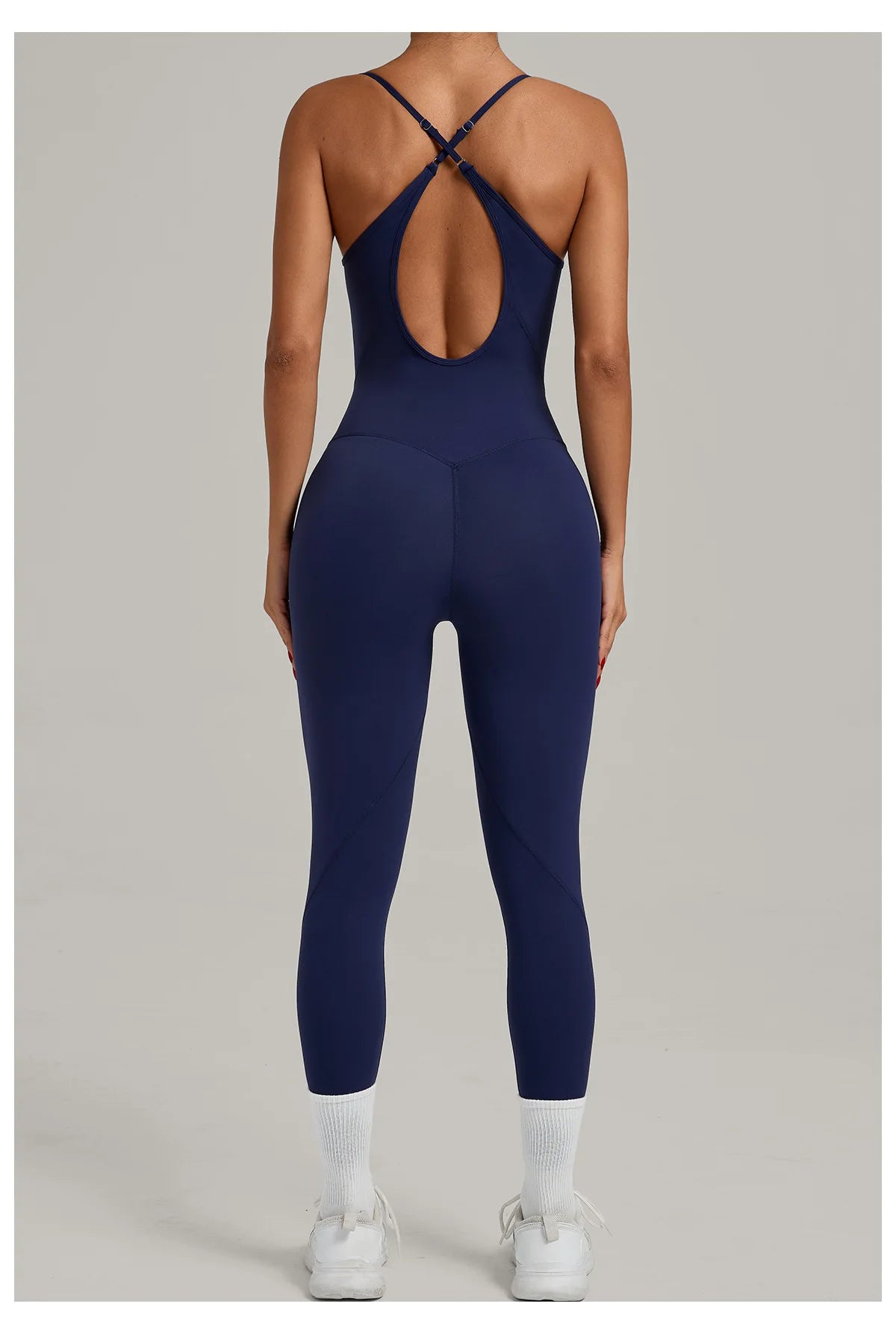 Women's Cross Strap Yoga Jumpsuit - Adjustable Workout Bodysuit, Butt Lifting Tight Gym Wear, Running & Fitness Onesie