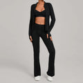 Gym Casual Yoga Set for Women Outdoor Running Fitness Outfit Autumn Winter Tight Sports Three-Piece Set Zipper Coat+bras+pants