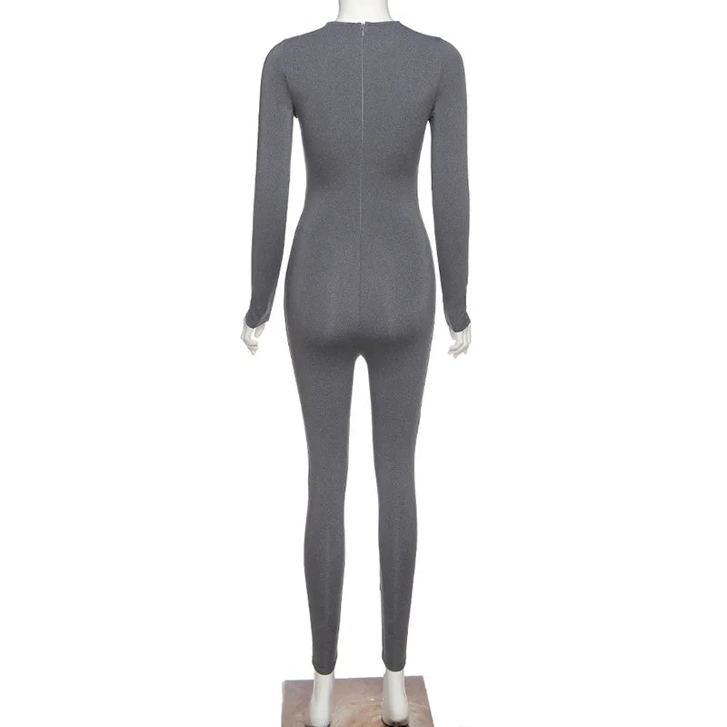 2025 Spring New Women's Long Sleeve Slimming High Waist and Hip Lifting Sports Jumpsuit Sexy and Fashion Small Foot Tight Pants