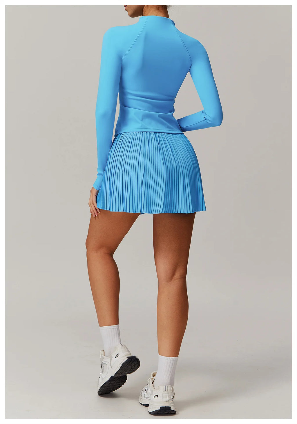 Yoga Sets Workout Sets for Women 2 Pieces Gym Suits Long Sleeved Outfits Zipper Fitness Jacket Running Short Skirt Sportswear