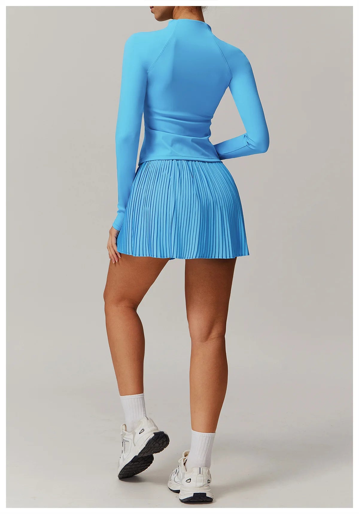 Yoga Sets Workout Sets for Women 2 Pieces Gym Suits Long Sleeved Outfits Zipper Fitness Jacket Running Short Skirt Sportswear
