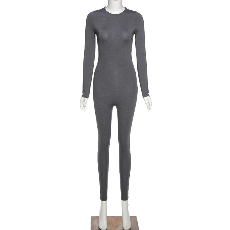 2025 Spring New Women's Long Sleeve Slimming High Waist and Hip Lifting Sports Jumpsuit Sexy and Fashion Small Foot Tight Pants