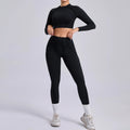 Sportswear Yoga Set Women's Workout Clothes Athletic Wear Sports Gym Legging Seamless Fitness Bra Crop Top Long Sleeve Yoga Suit