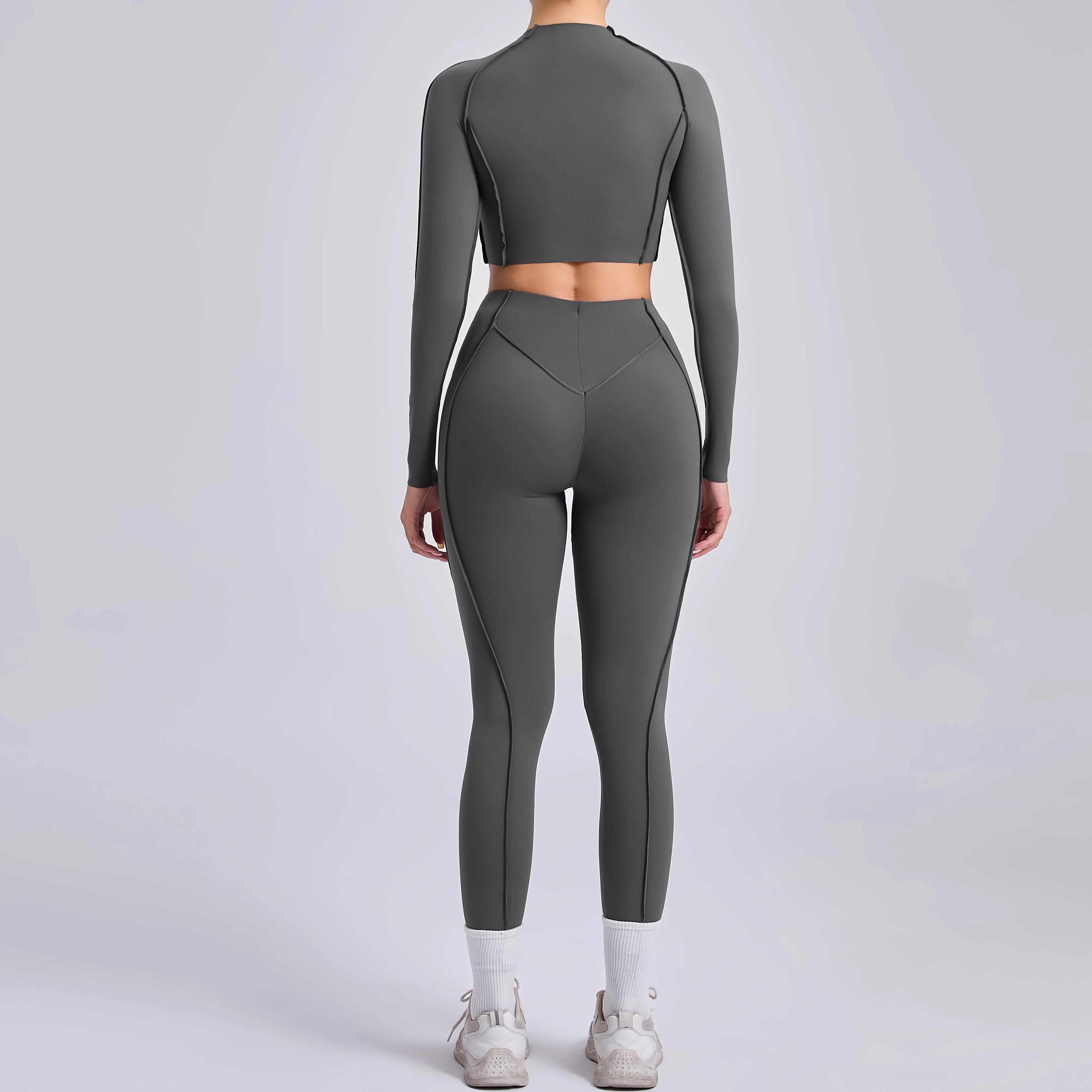 Sportswear Yoga Set Women's Workout Clothes Athletic Wear Sports Gym Legging Seamless Fitness Bra Crop Top Long Sleeve Yoga Suit