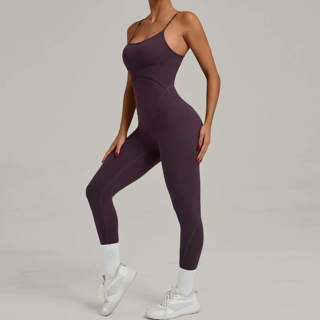 Women's Cross Strap Yoga Jumpsuit - Adjustable Workout Bodysuit, Butt Lifting Tight Gym Wear, Running & Fitness Onesie
